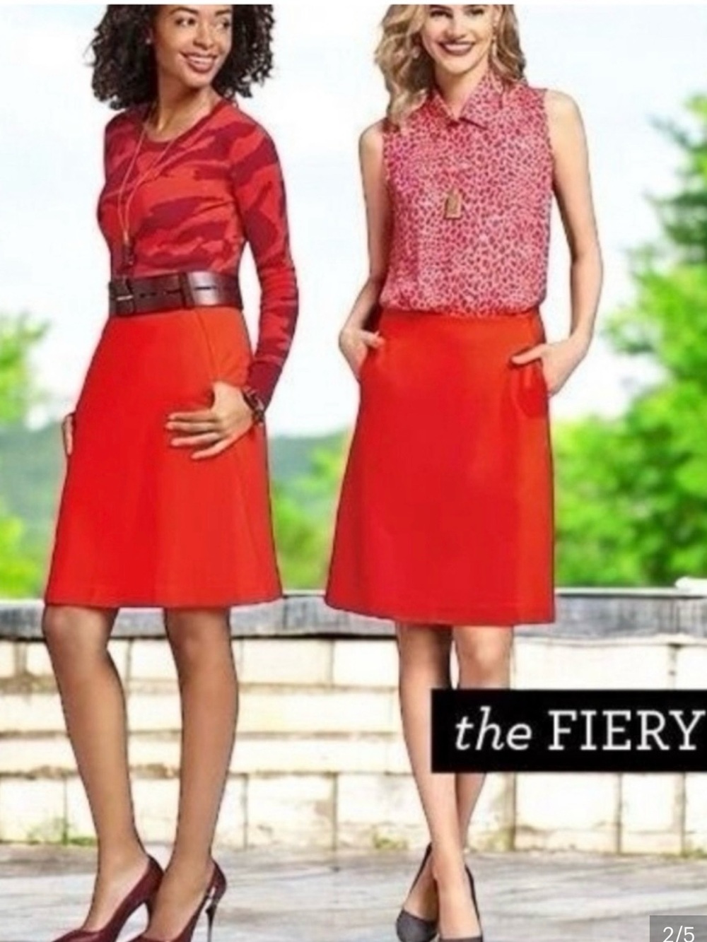 Cabi Women's Fiery Warm Red Sunset A-Line Skirt NWT Size 6 Career Colorful Penci